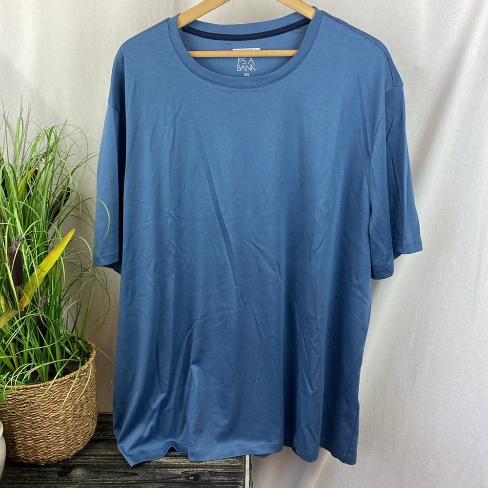 Joseph A Banks 100% Cotton Steel Blue Short Sleeve Crew Neck Tee T Shirt XXL